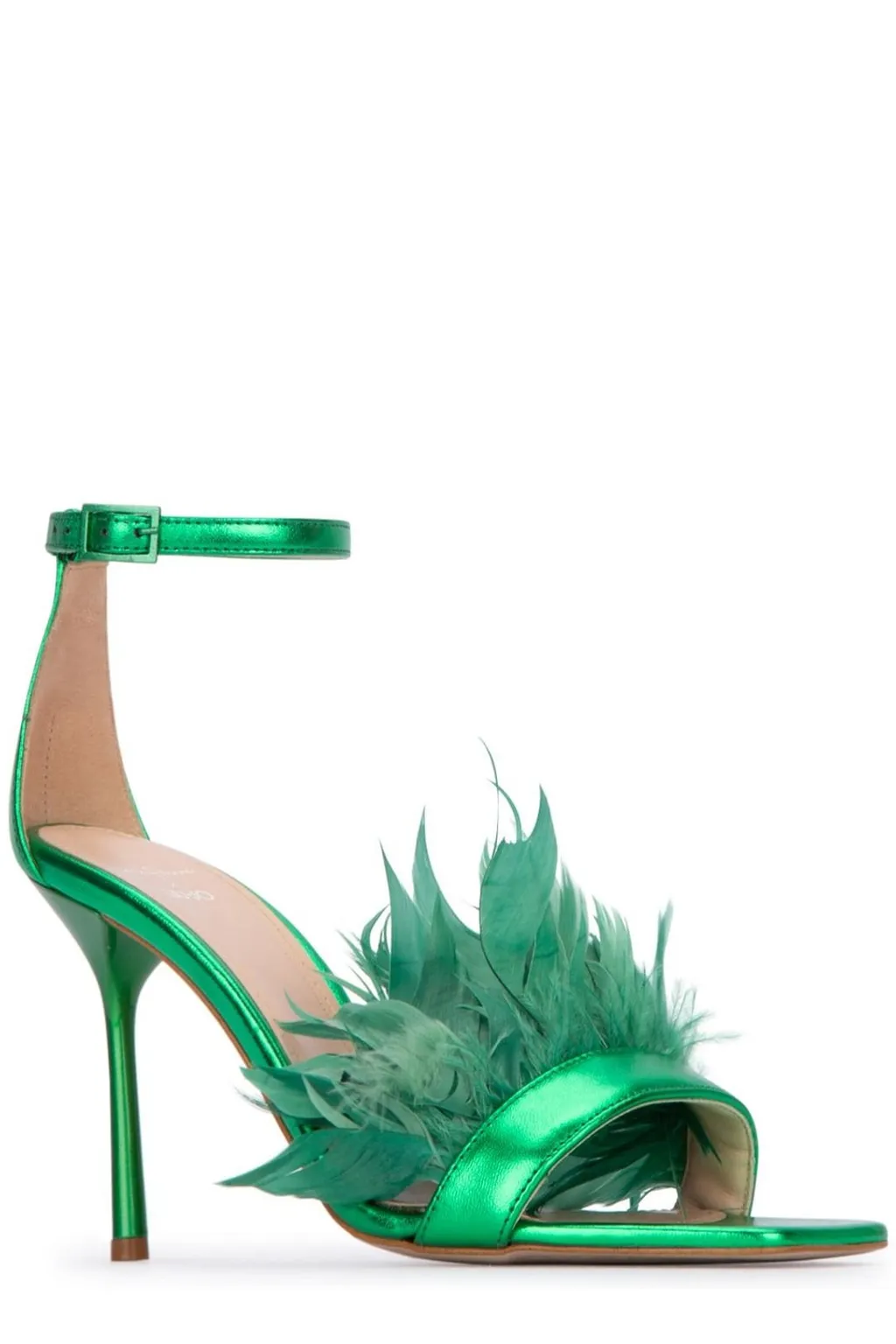 Feather-Embellished Sandals