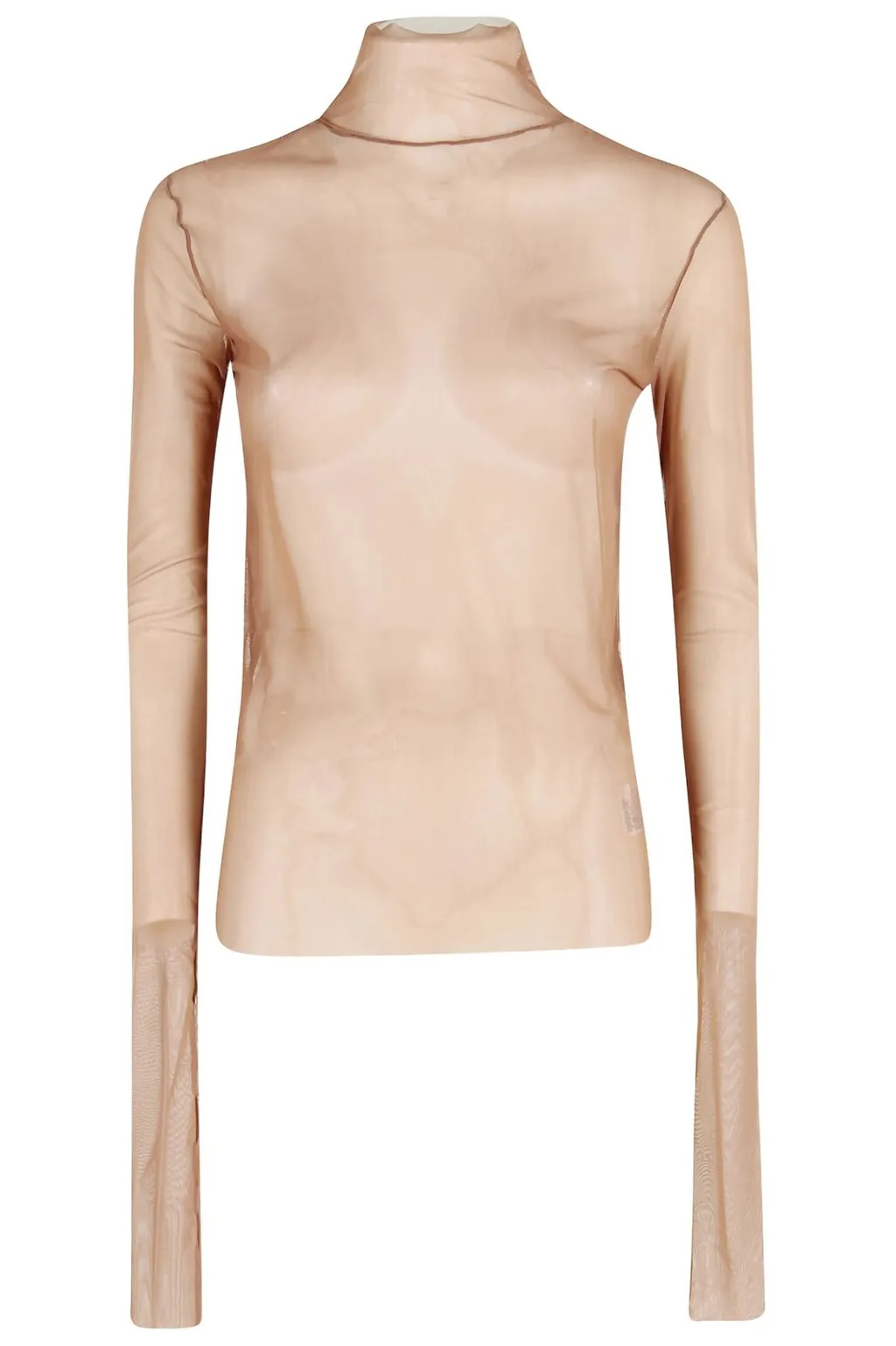 Sheer Mesh Turtleneck Top