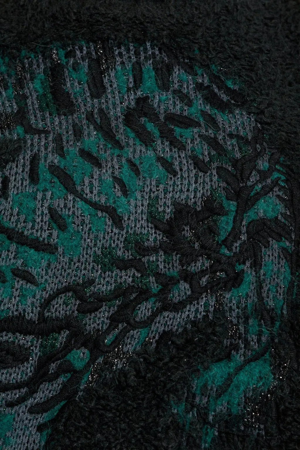 Fuzzy Crewneck Sweater With Crocodile Print