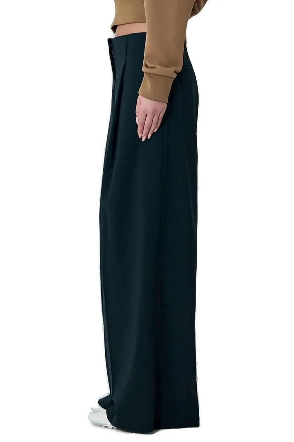 Wide-Leg Pleated Trousers