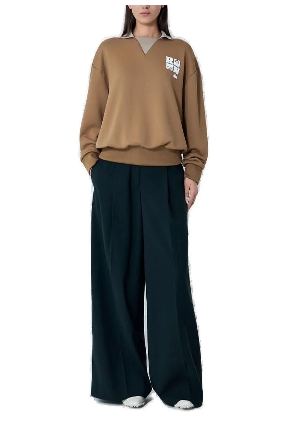 Wide-Leg Pleated Trousers