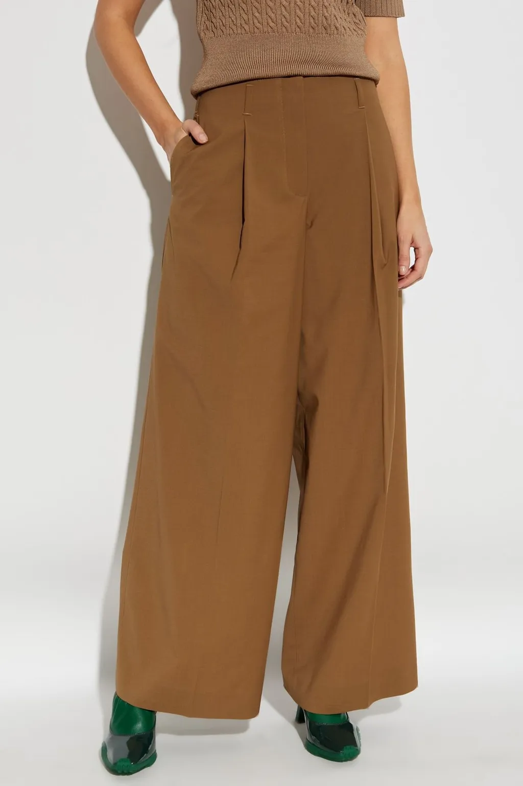 Wide-Leg Pleated Trousers