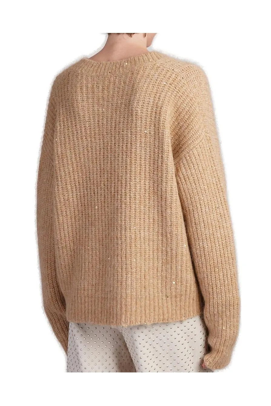 V-Neck Sequin Embellished Sweater