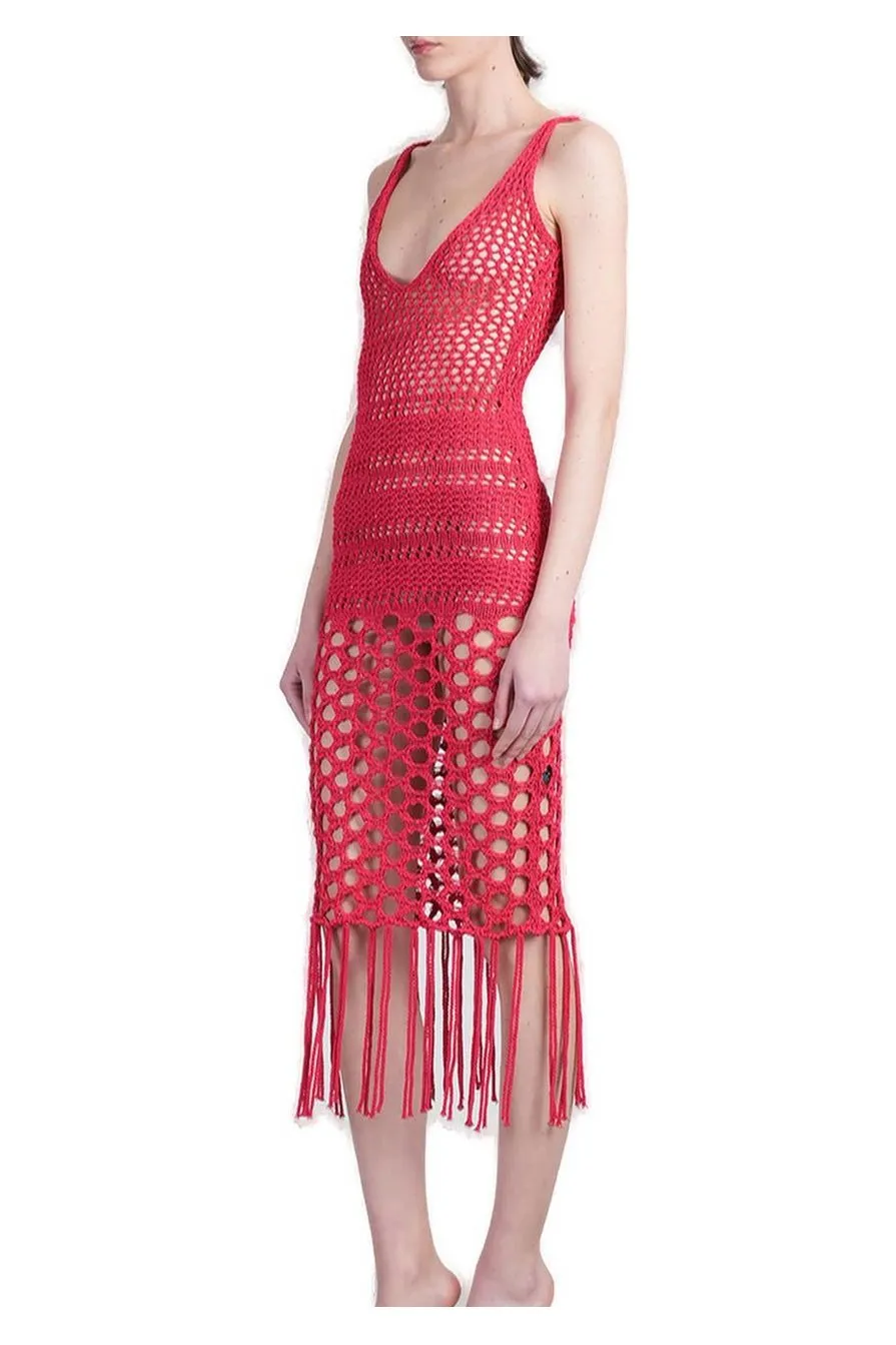 Crocheted Dress With Fringes