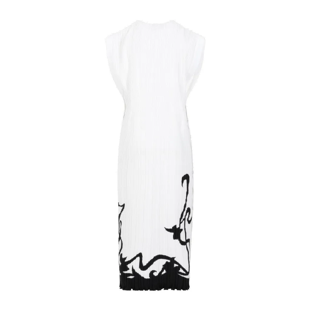 Pleated Midi Dress With Embroidery