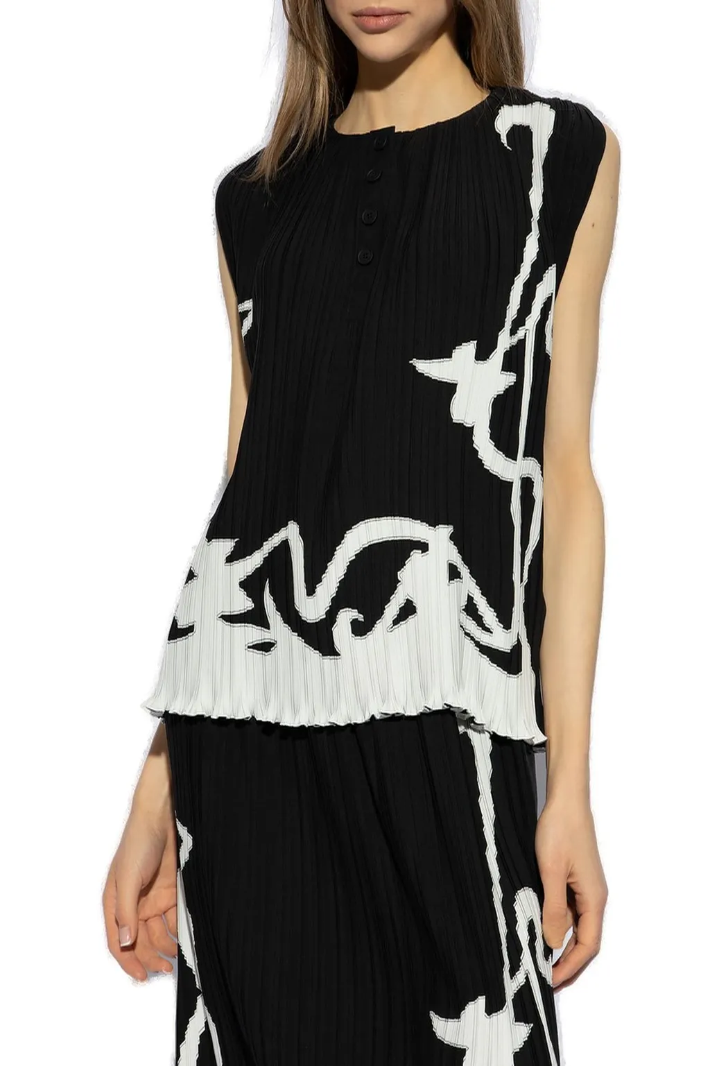 Pleated Top With Graphic Print