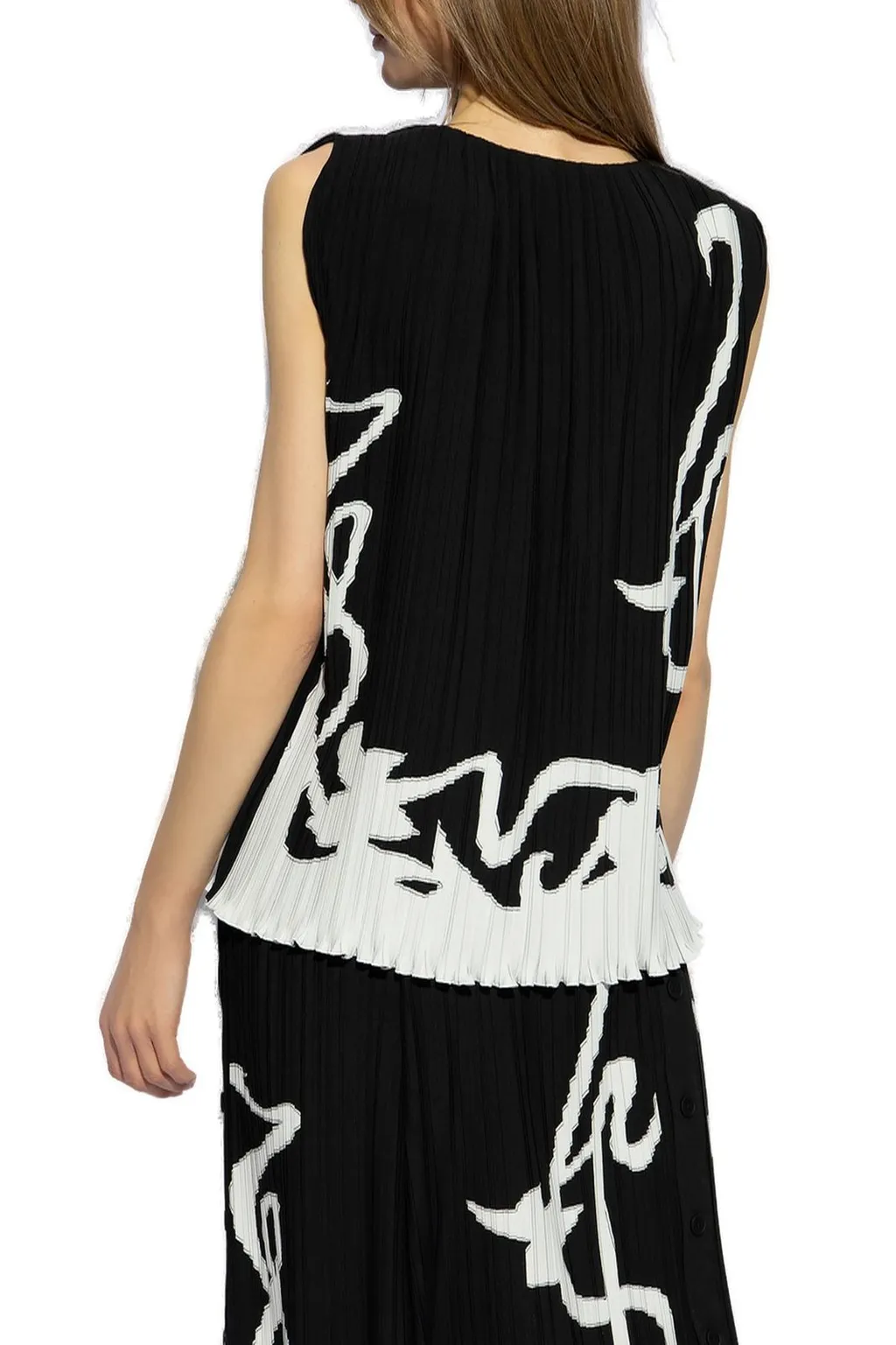 Pleated Top With Graphic Print