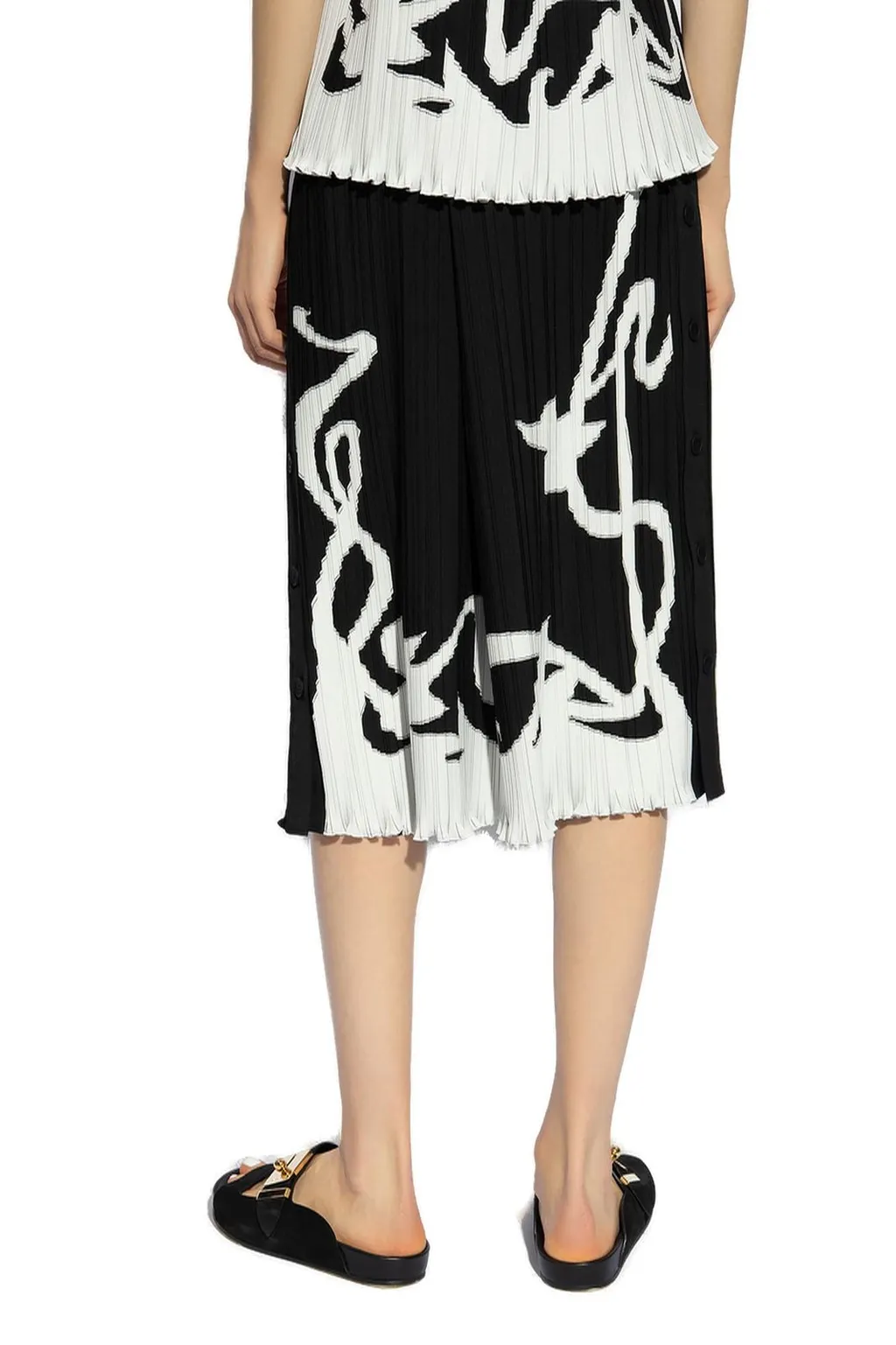 Pleated Midi Skirt With Graphic Print