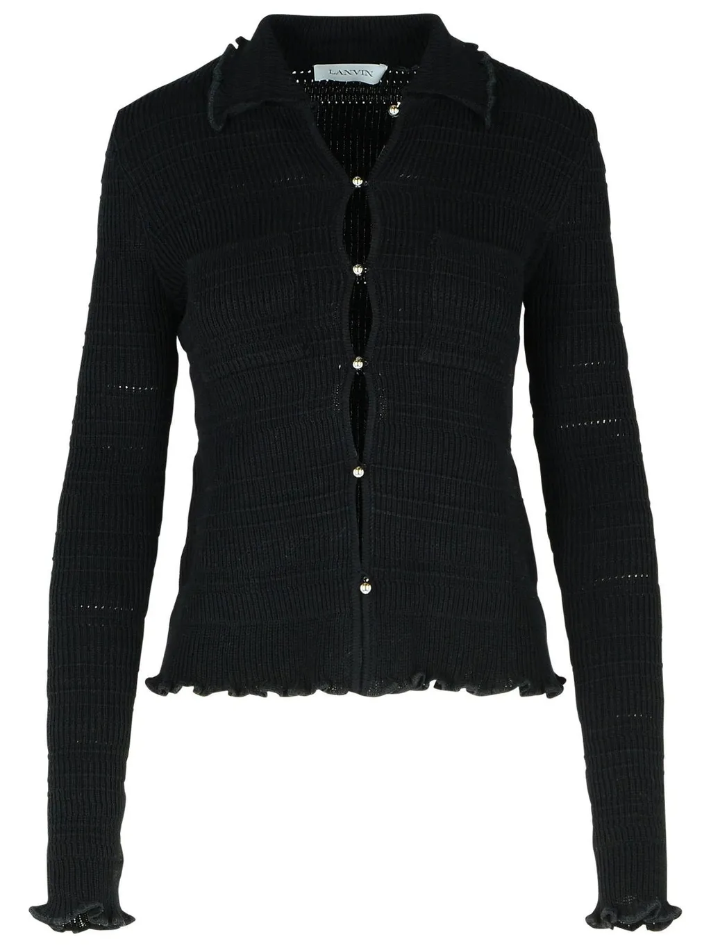 Cardigan With Ruffled Collar And Cuffs