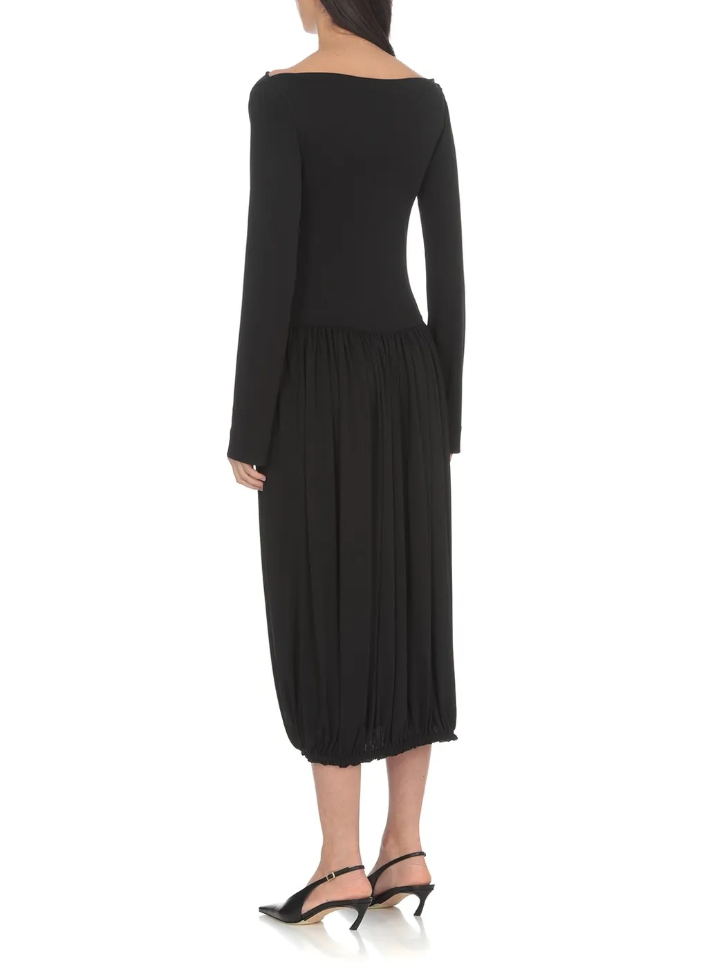 Off-The-Shoulder Dress With Brooch