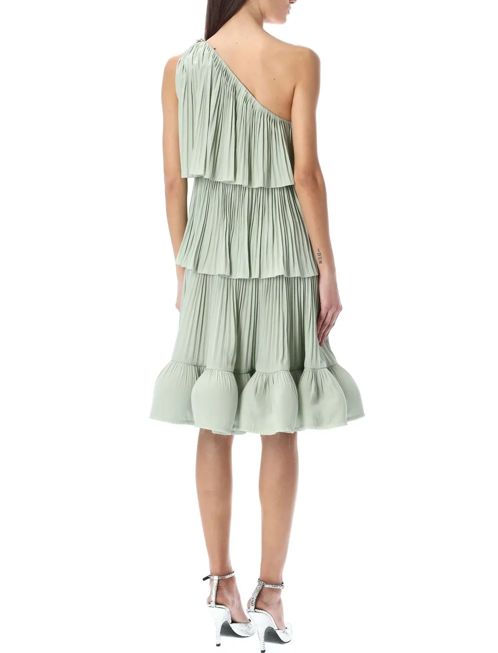 Tiered Pleated One-Shoulder Dress