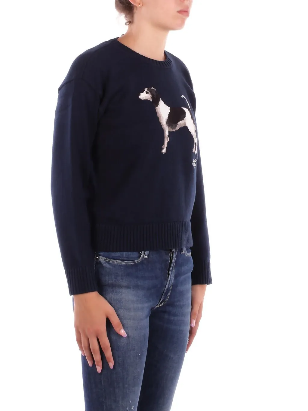 Crewneck Sweater With Dog Intarsia