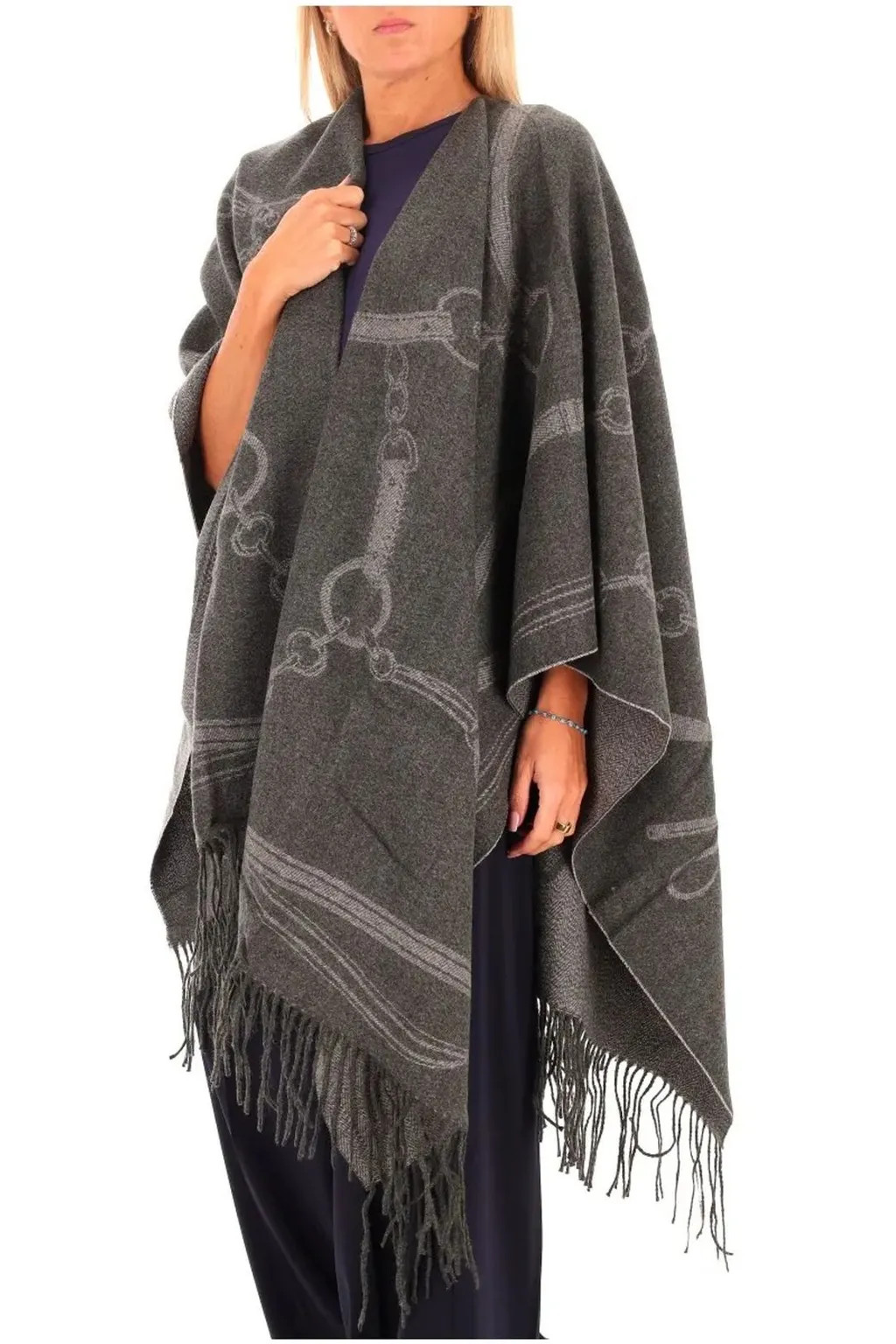 Poncho With Chain Print