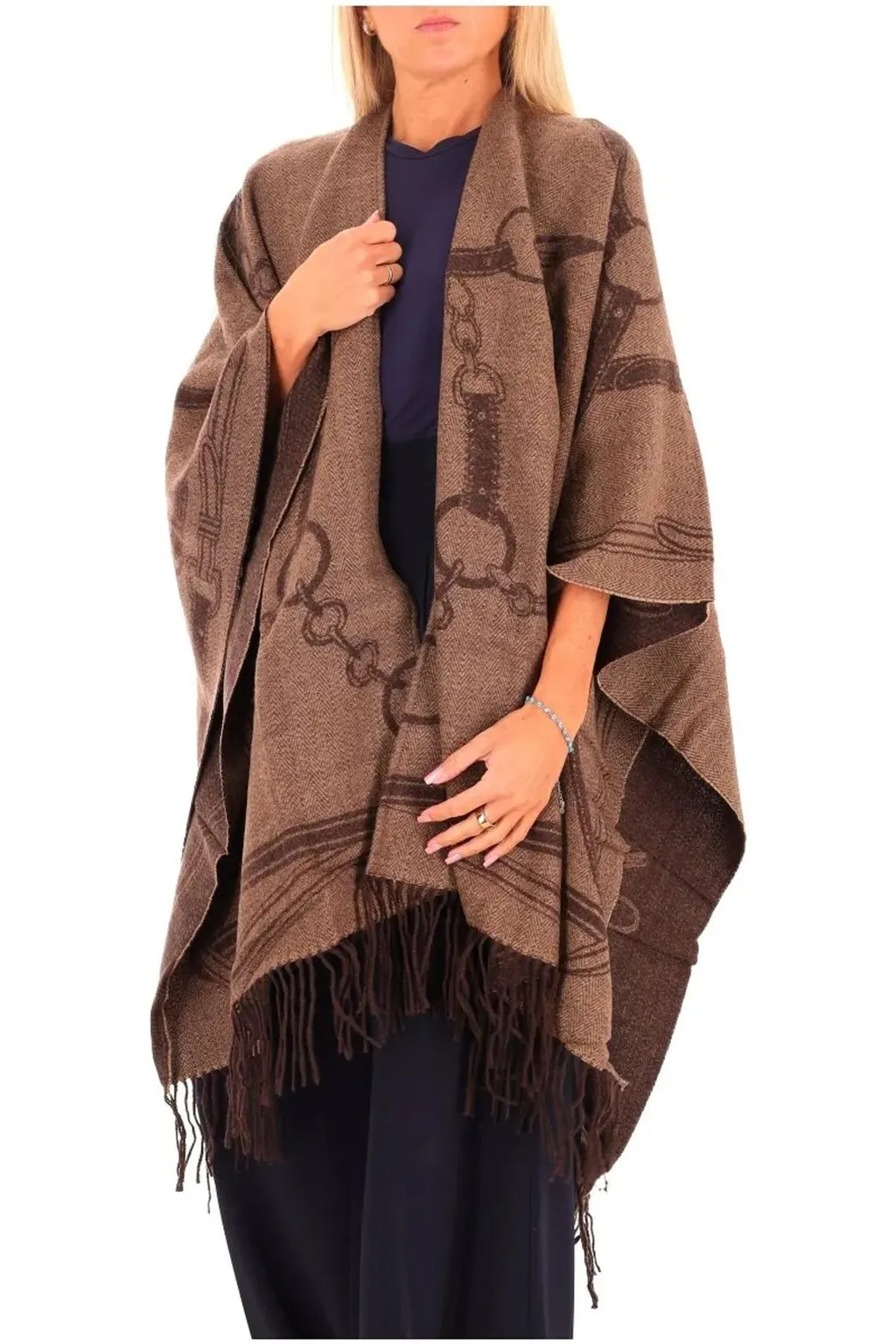 Poncho With Horsebit Pattern