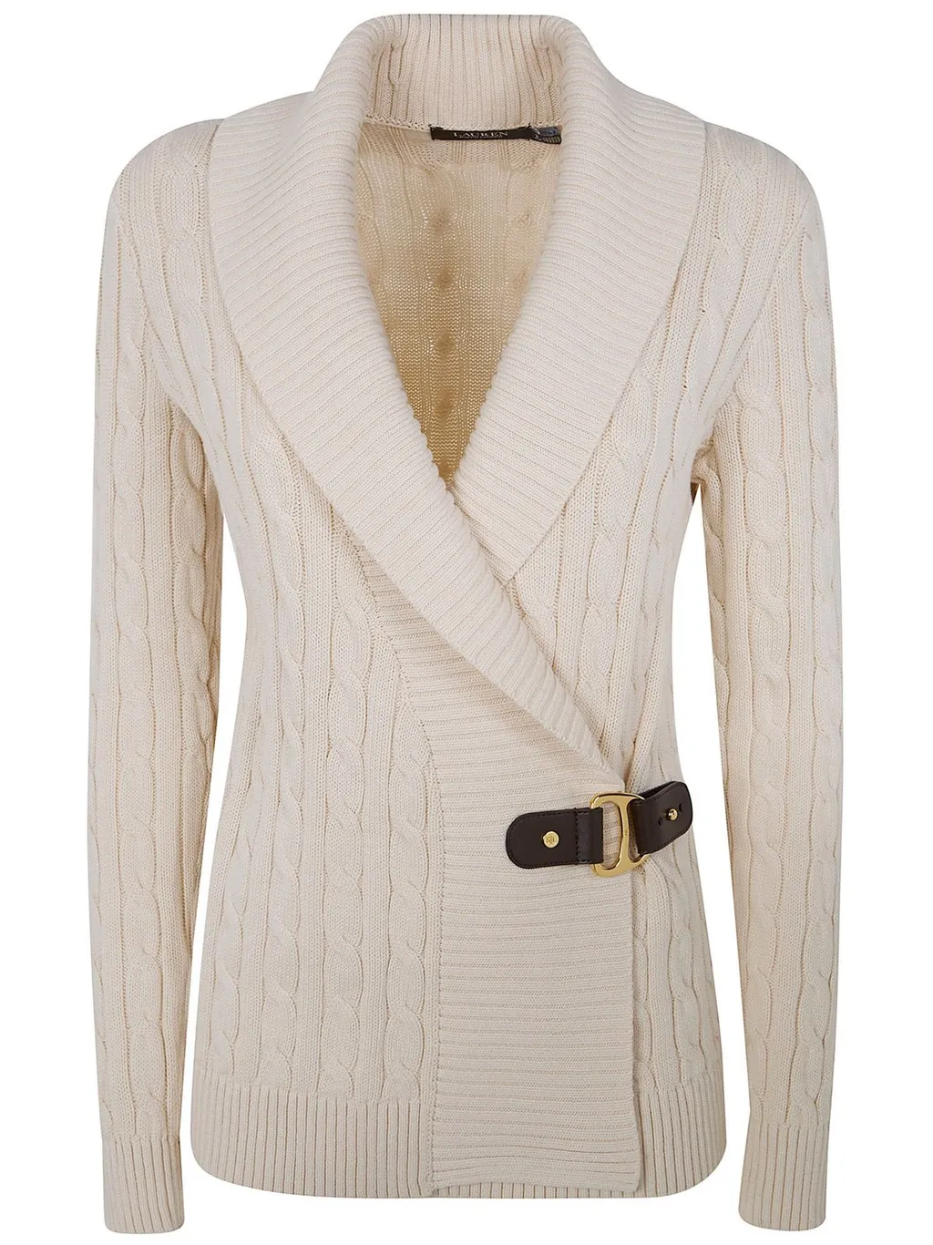 Cable Knit Cardigan With Buckle Detail