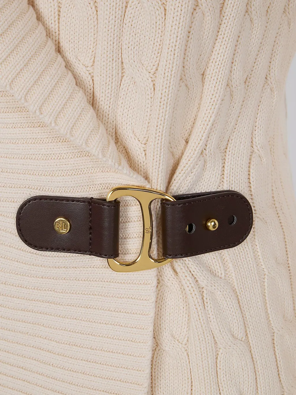 Cable Knit Cardigan With Buckle Detail