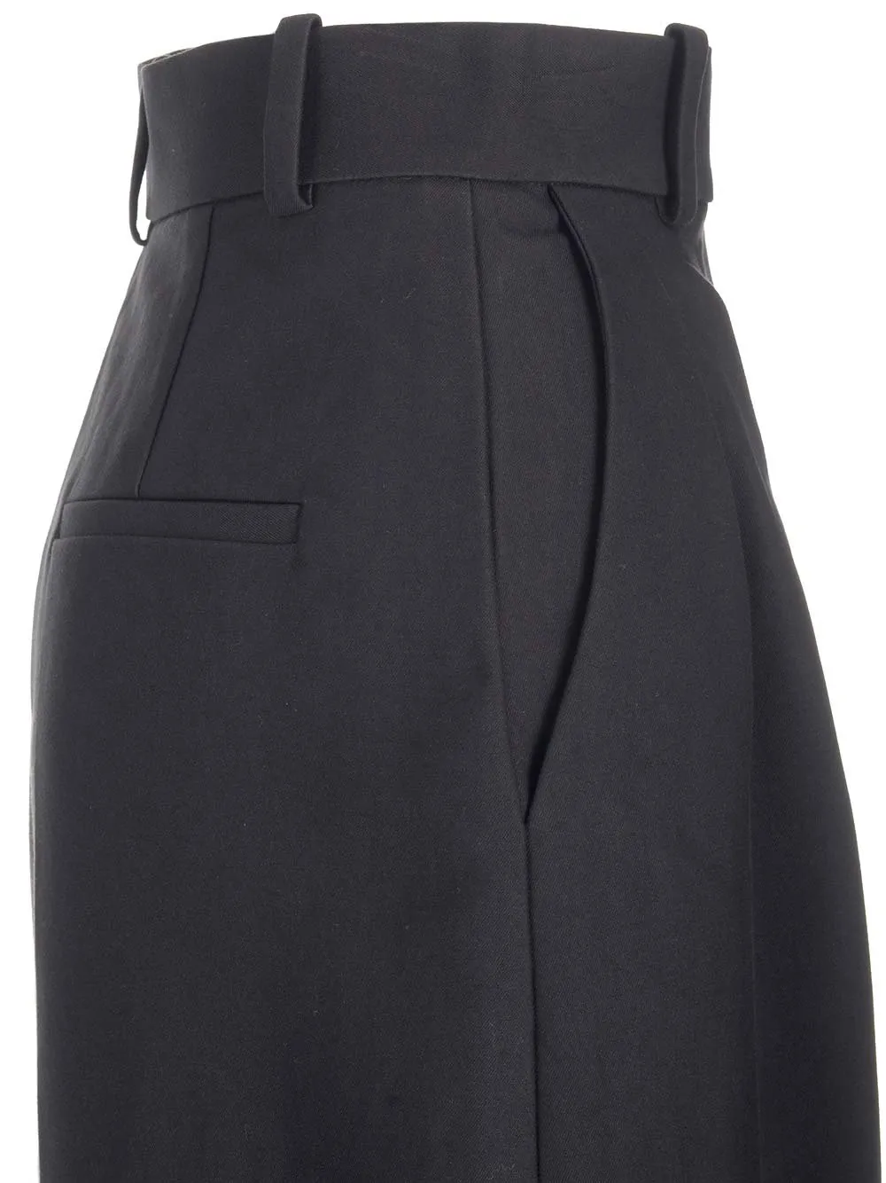 High-Waisted Pleated Wide-Leg Trousers
