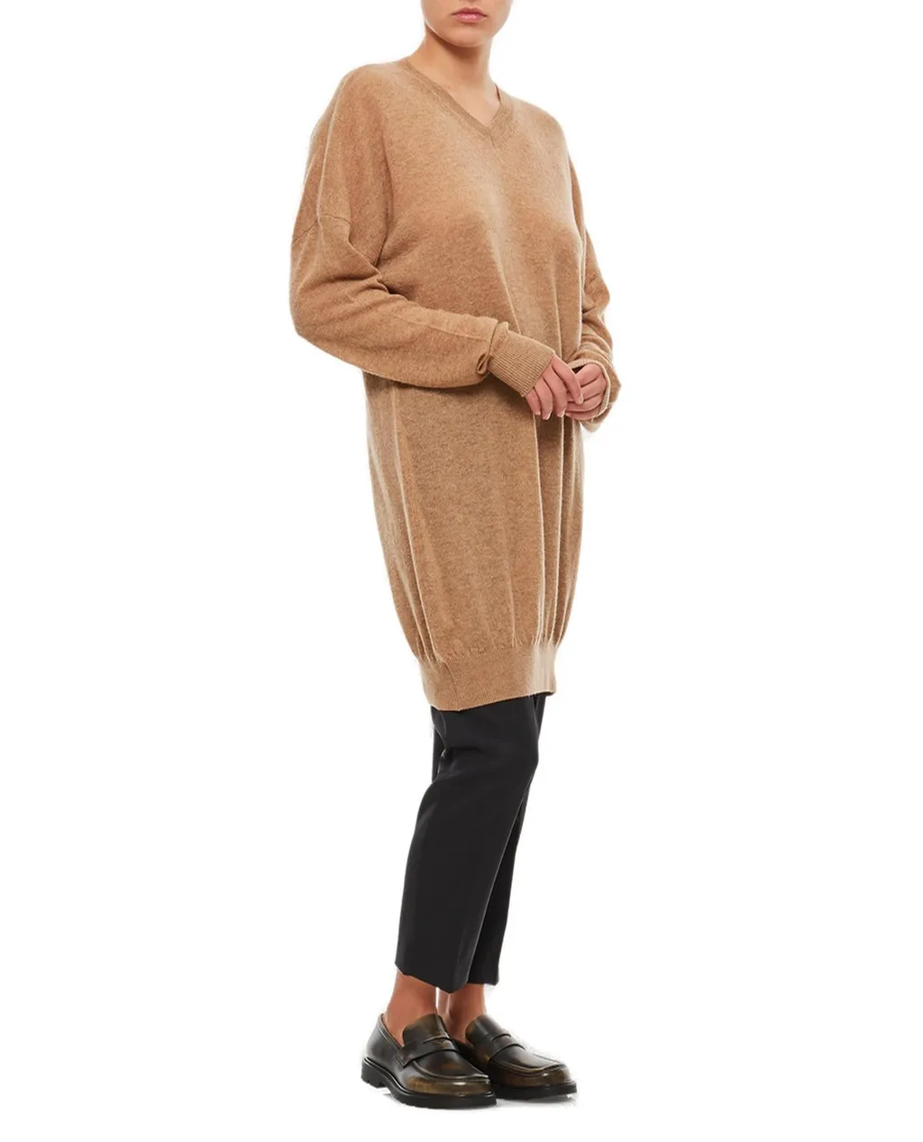 V-Neck Long Sweater Dress