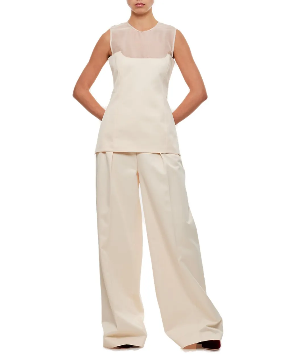 Sleeveless Sheer Yoke Top