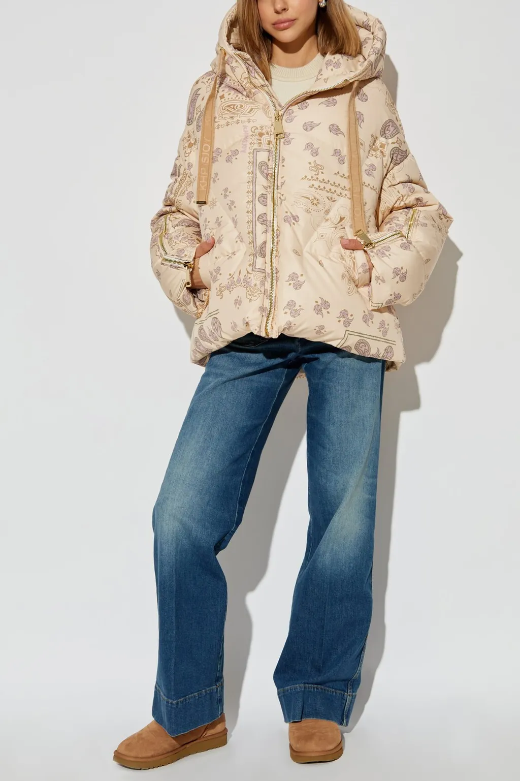 Puffer Jacket With Paisley Print