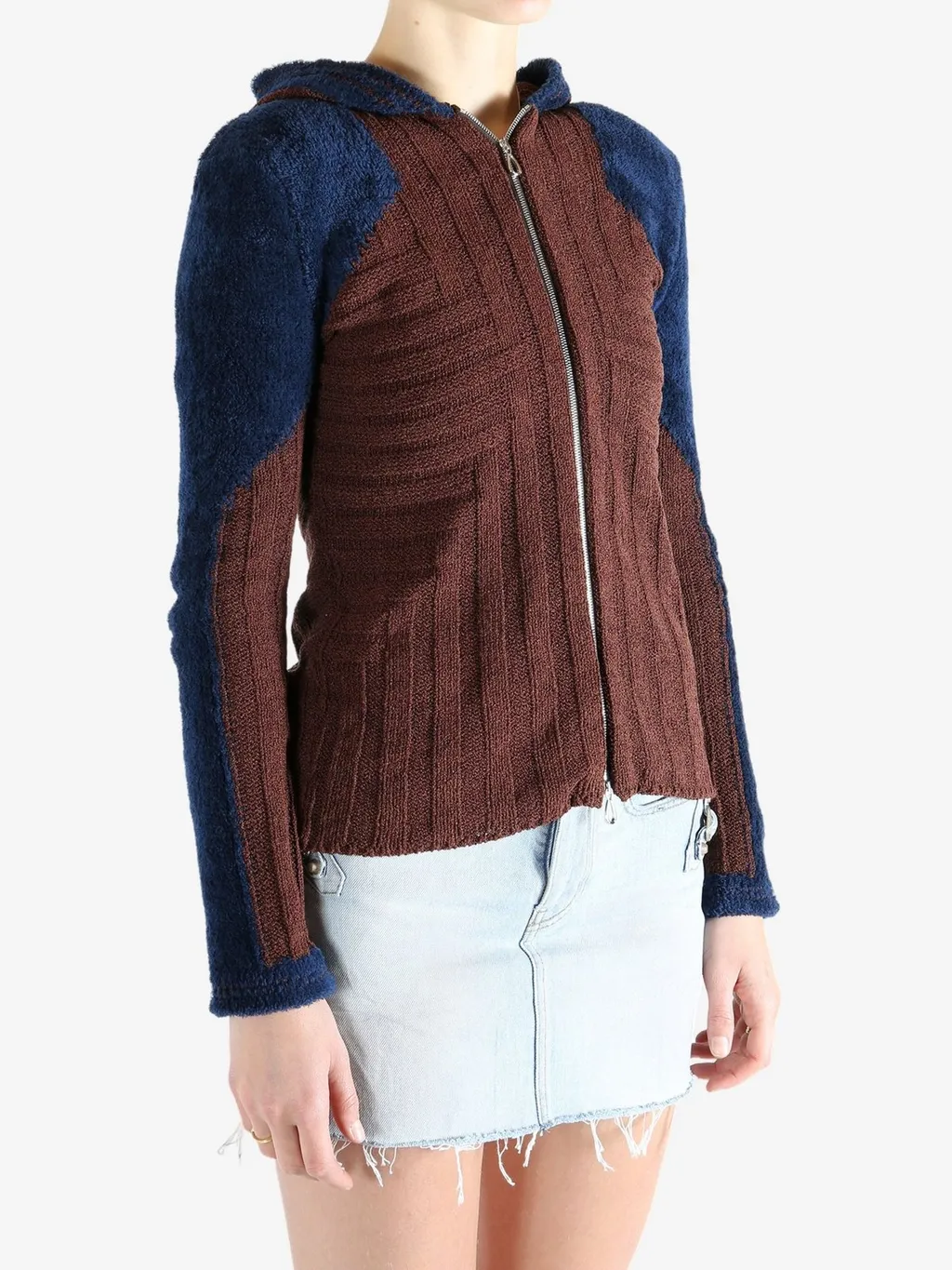 Hooded Zip-Up Knit Cardigan