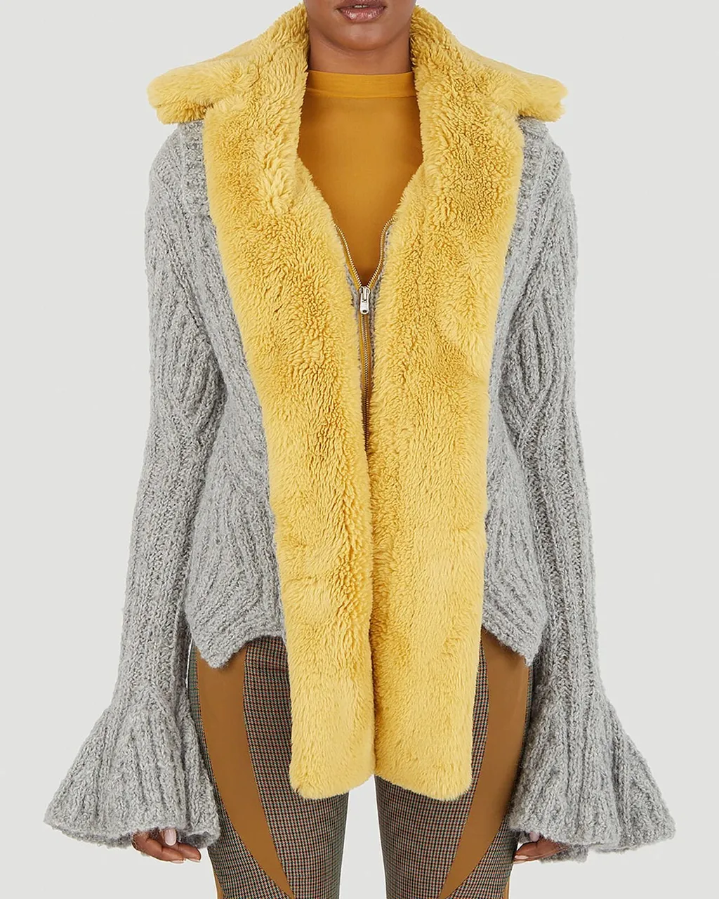 Knit Jacket With Faux Fur Trim