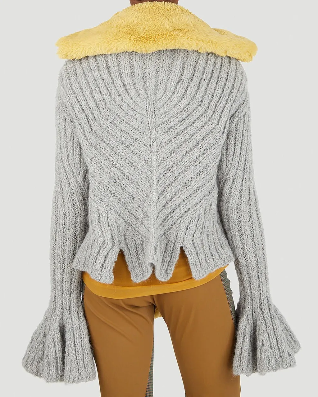 Knit Jacket With Faux Fur Trim