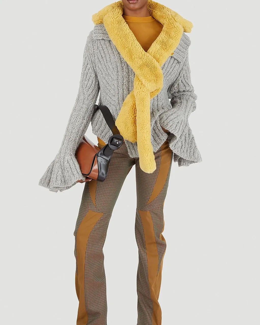 Knit Jacket With Faux Fur Trim