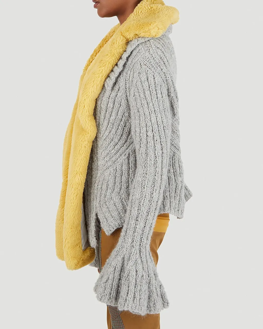 Knit Jacket With Faux Fur Trim