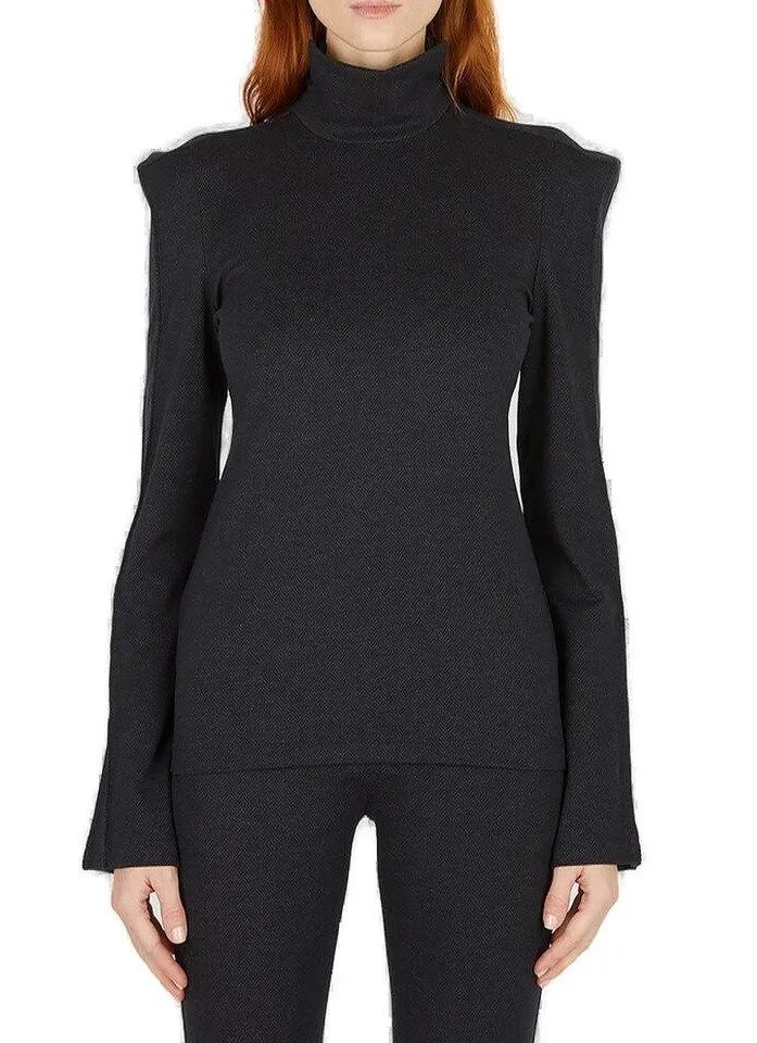 Turtleneck Top With Padded Shoulders