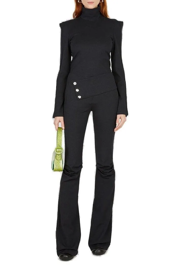 Turtleneck Top With Padded Shoulders