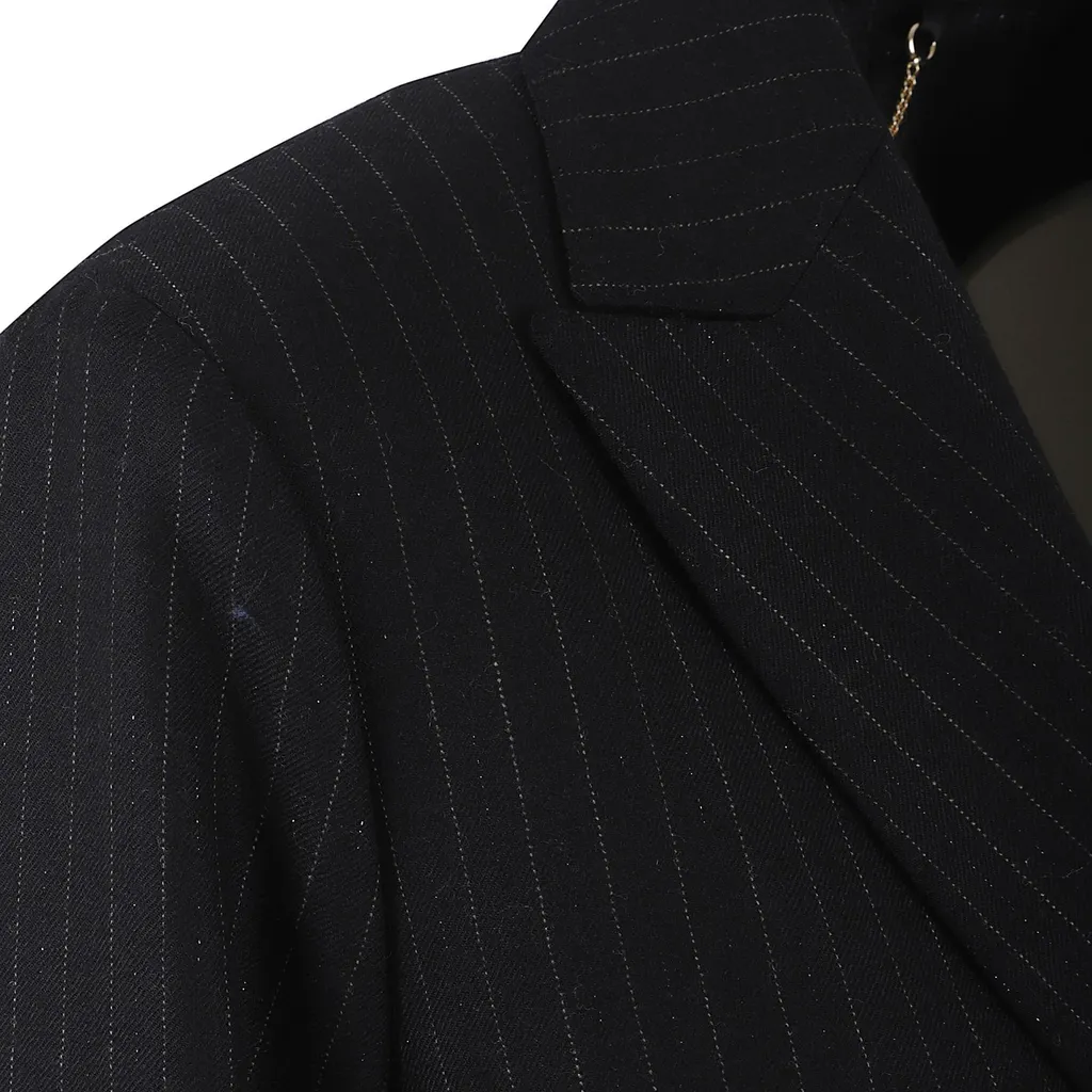 Double-Breasted Pinstripe Blazer
