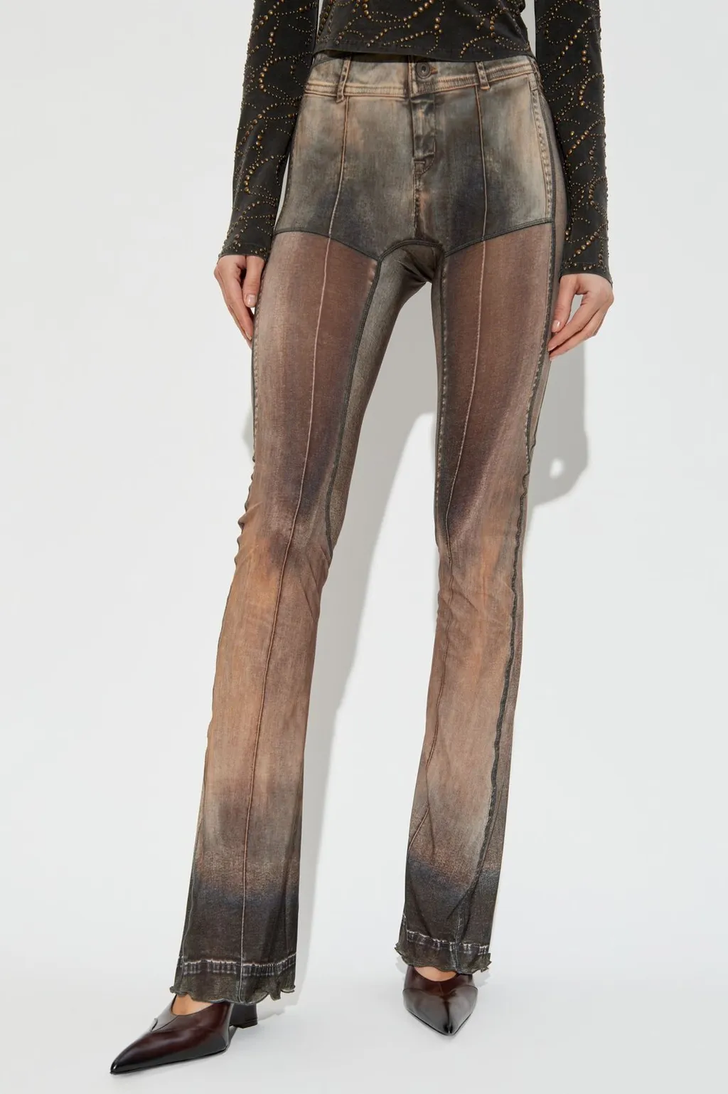 Sheer Mesh Flare Pants