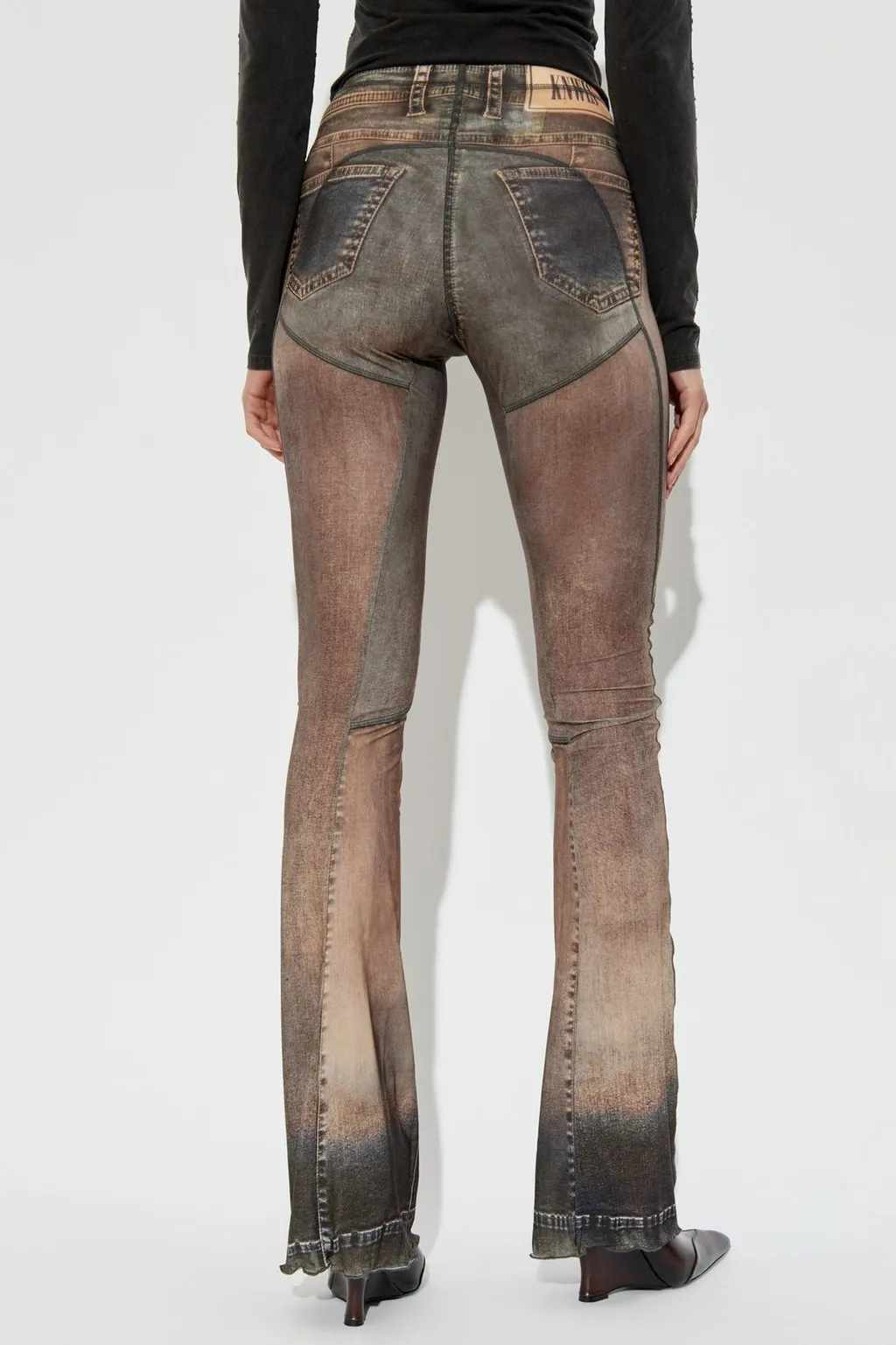 Sheer Mesh Flare Pants