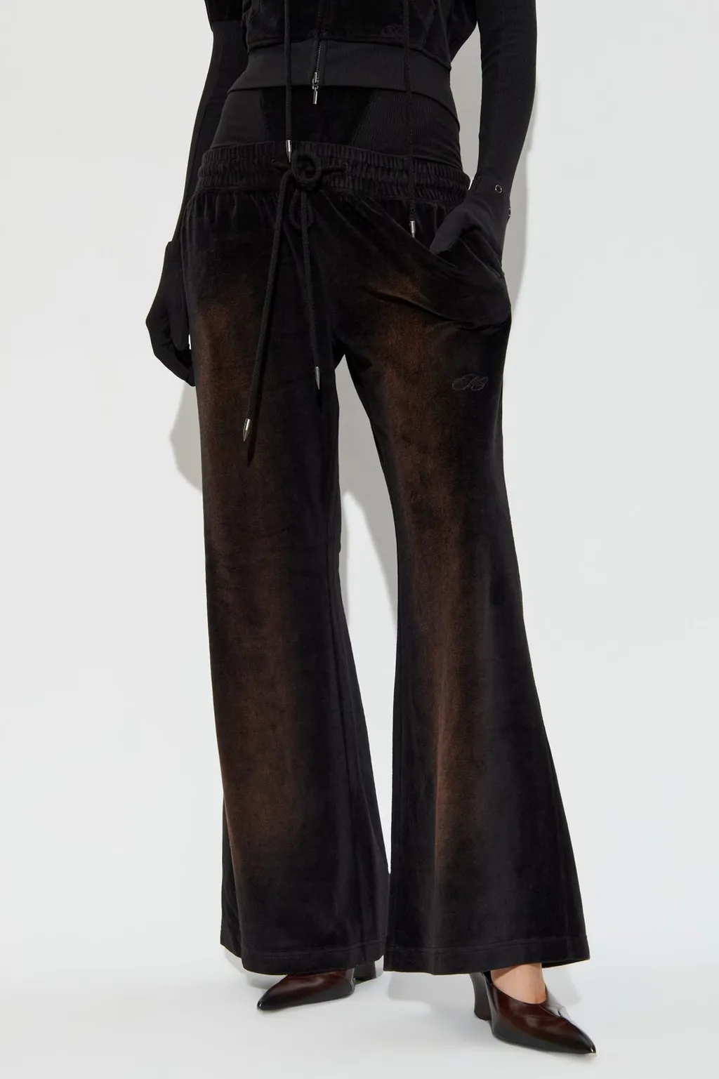 Flared Velour Track Pants
