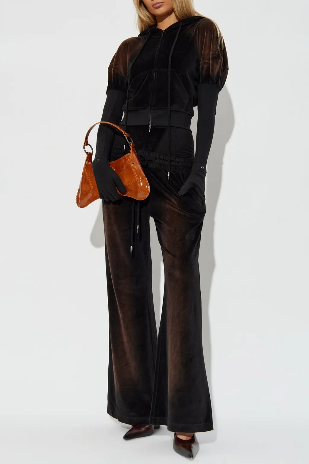 Flared Velour Track Pants