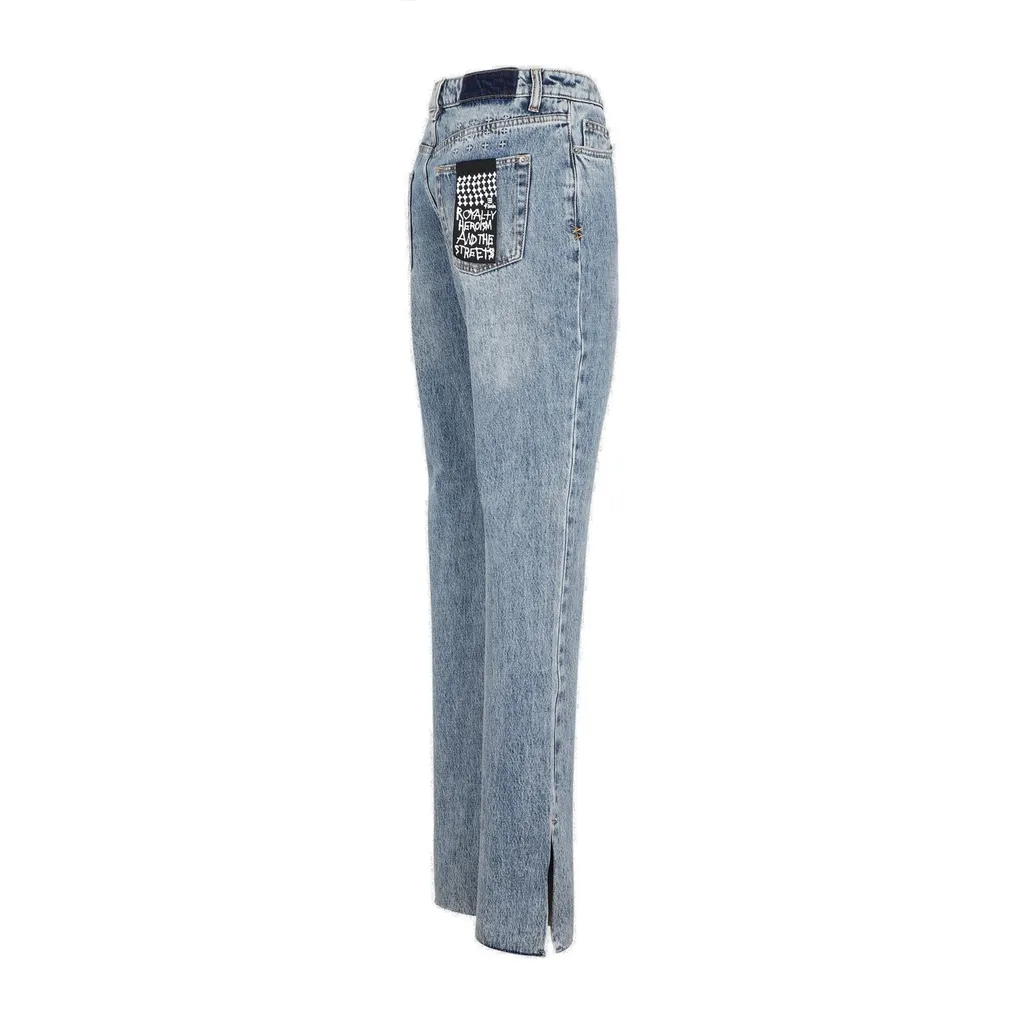 High-Waisted Straight Leg Jeans With Side Slits