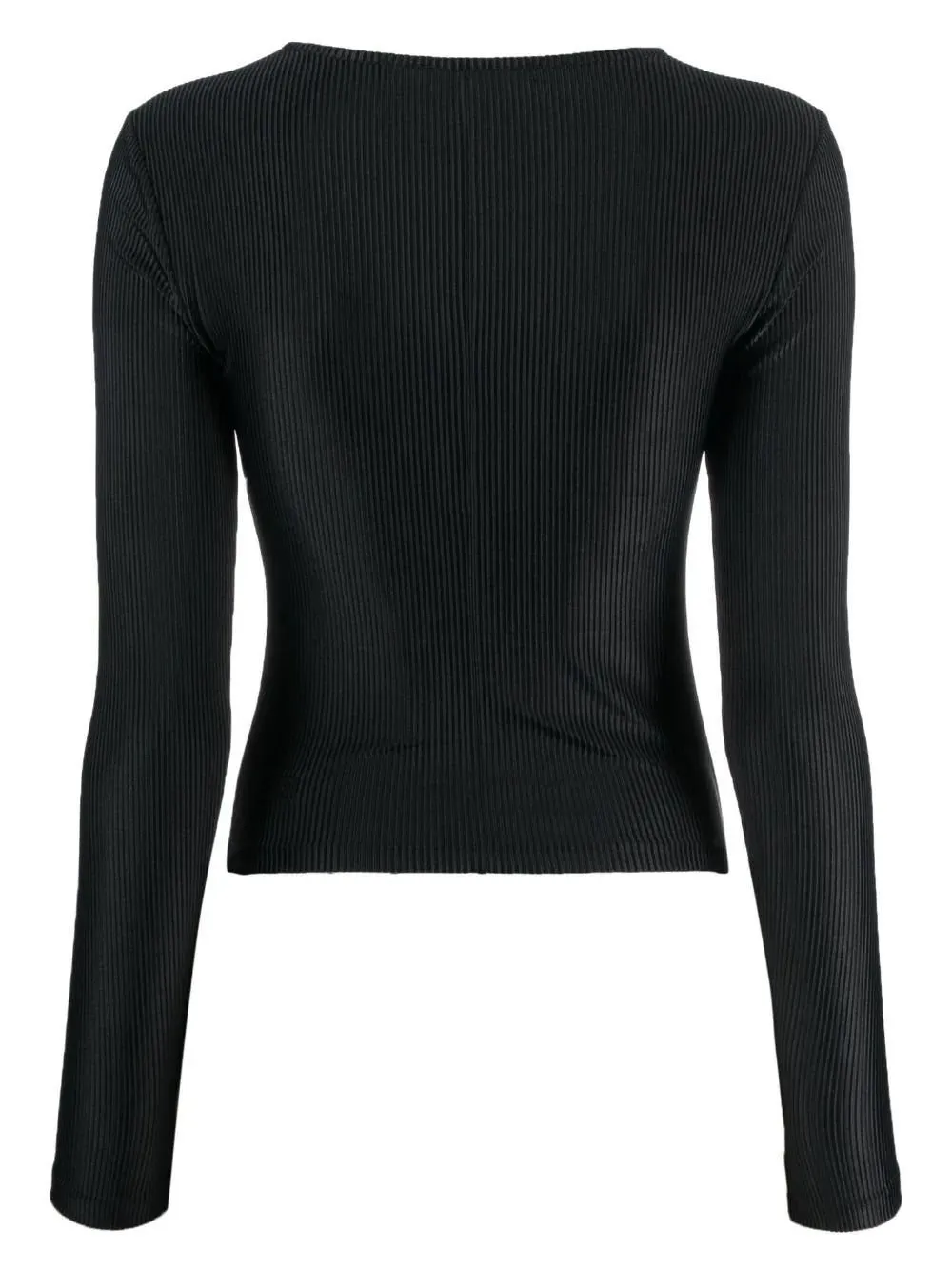 Ribbed Keyhole Long Sleeve Top