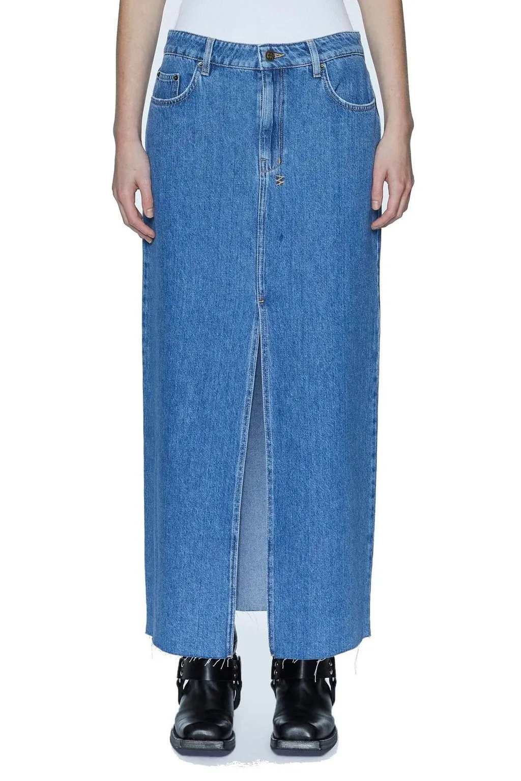 Maxi Denim Skirt With Slit