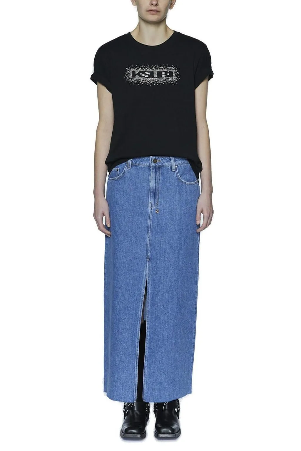 Maxi Denim Skirt With Slit