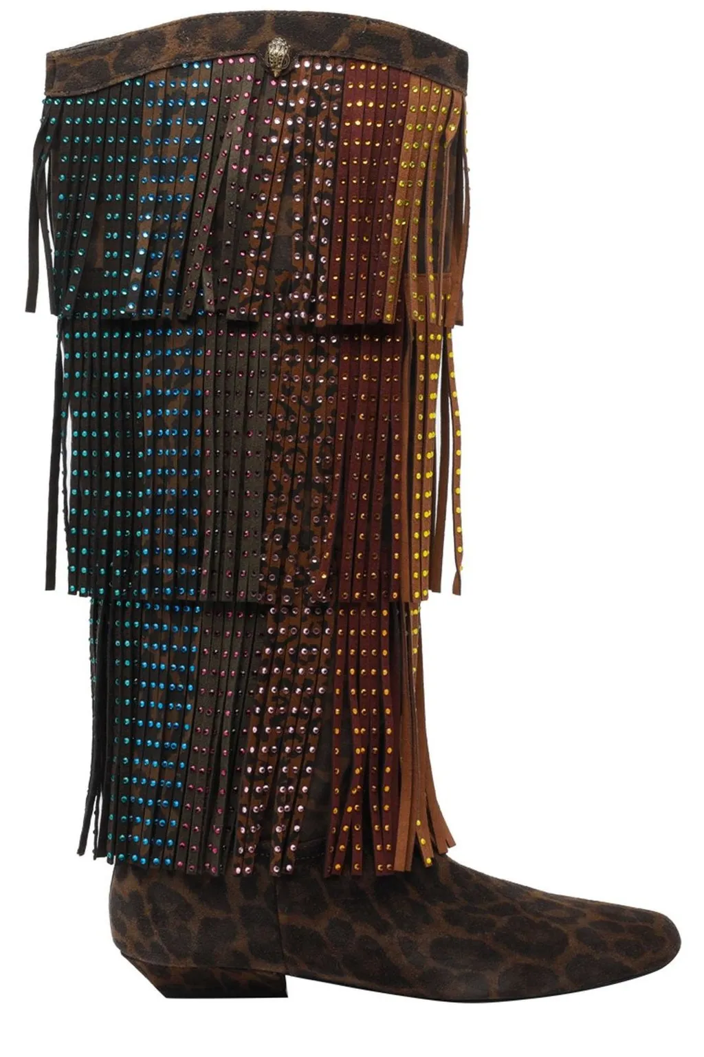 Knee-High Boots With Fringe And Rhinestones