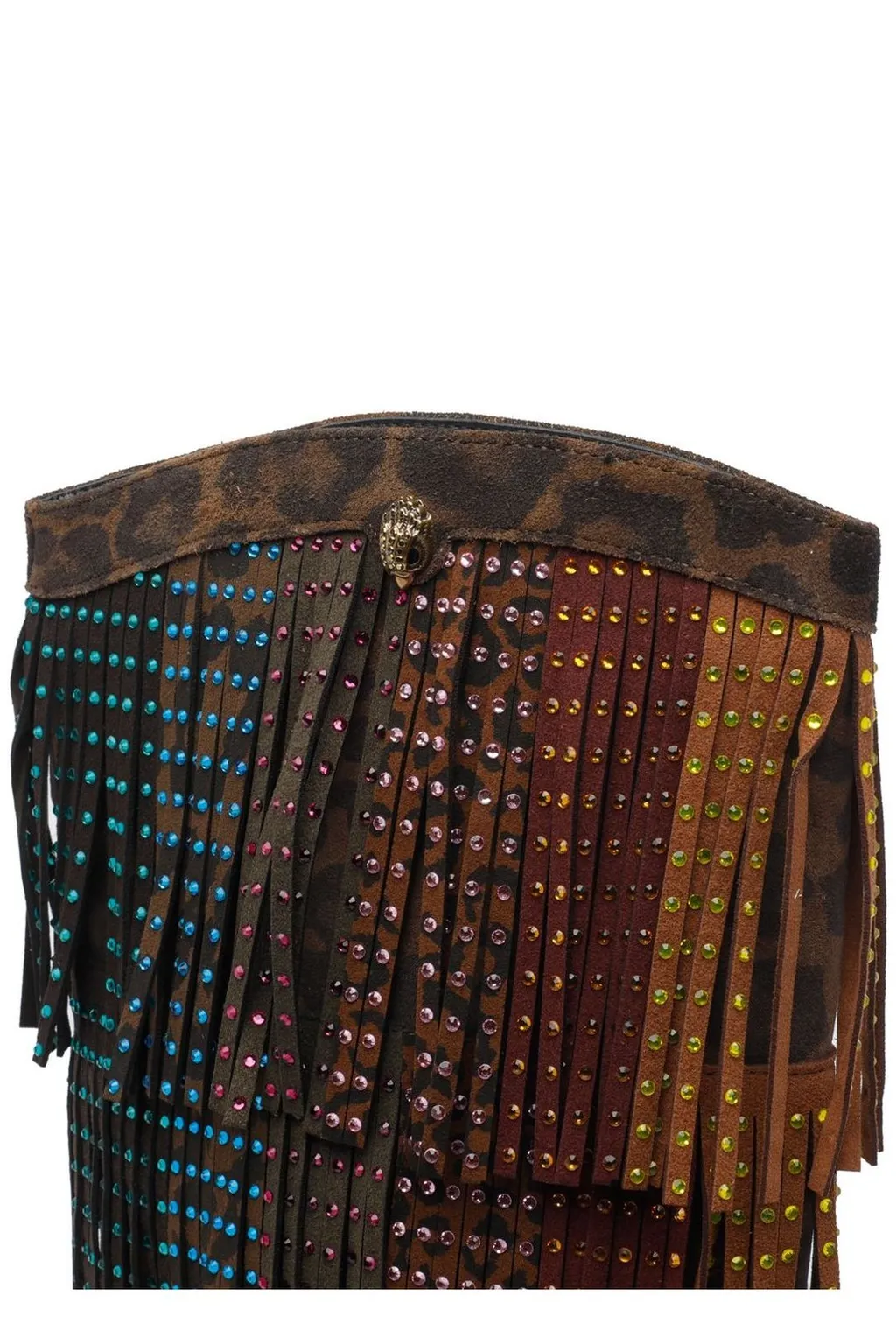 Knee-High Boots With Fringe And Rhinestones
