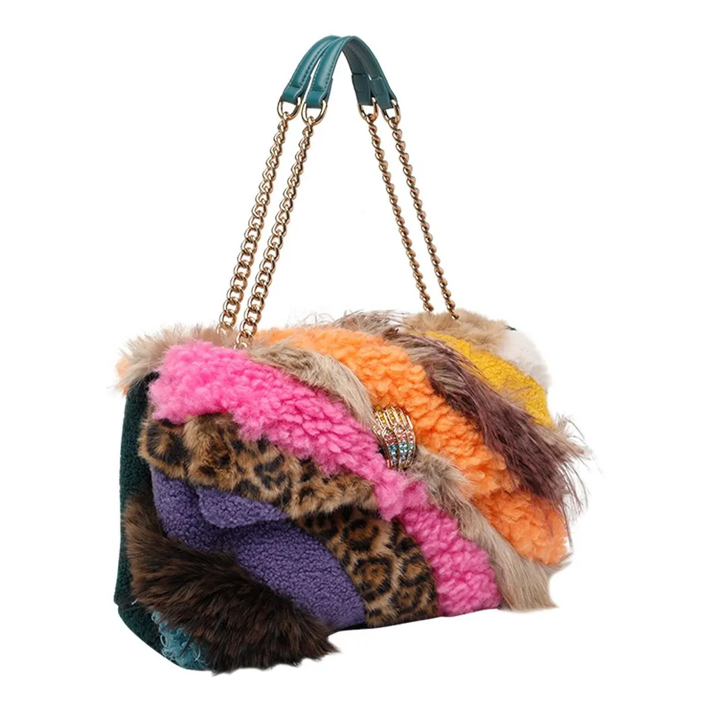 Patchwork Fur Shoulder Bag