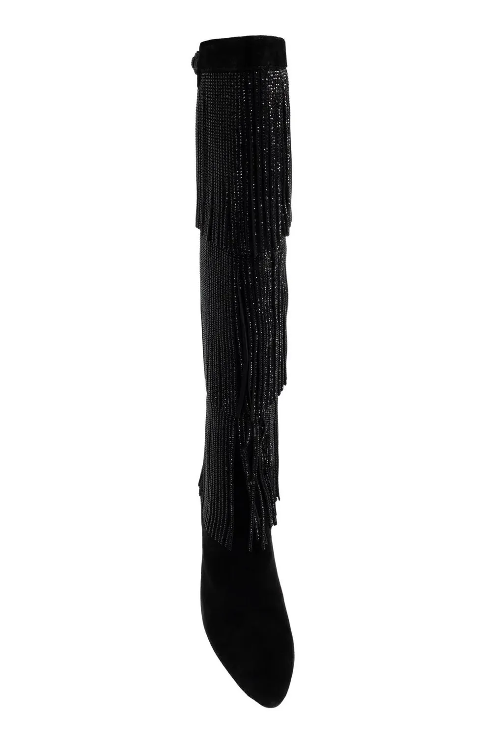 Knee-High Boots With Fringe And Rhinestones