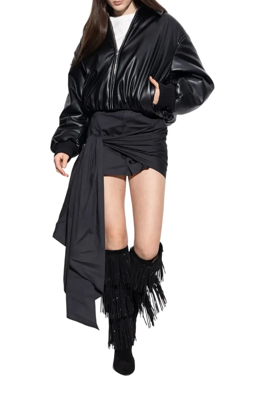 Knee-High Boots With Fringe And Rhinestones