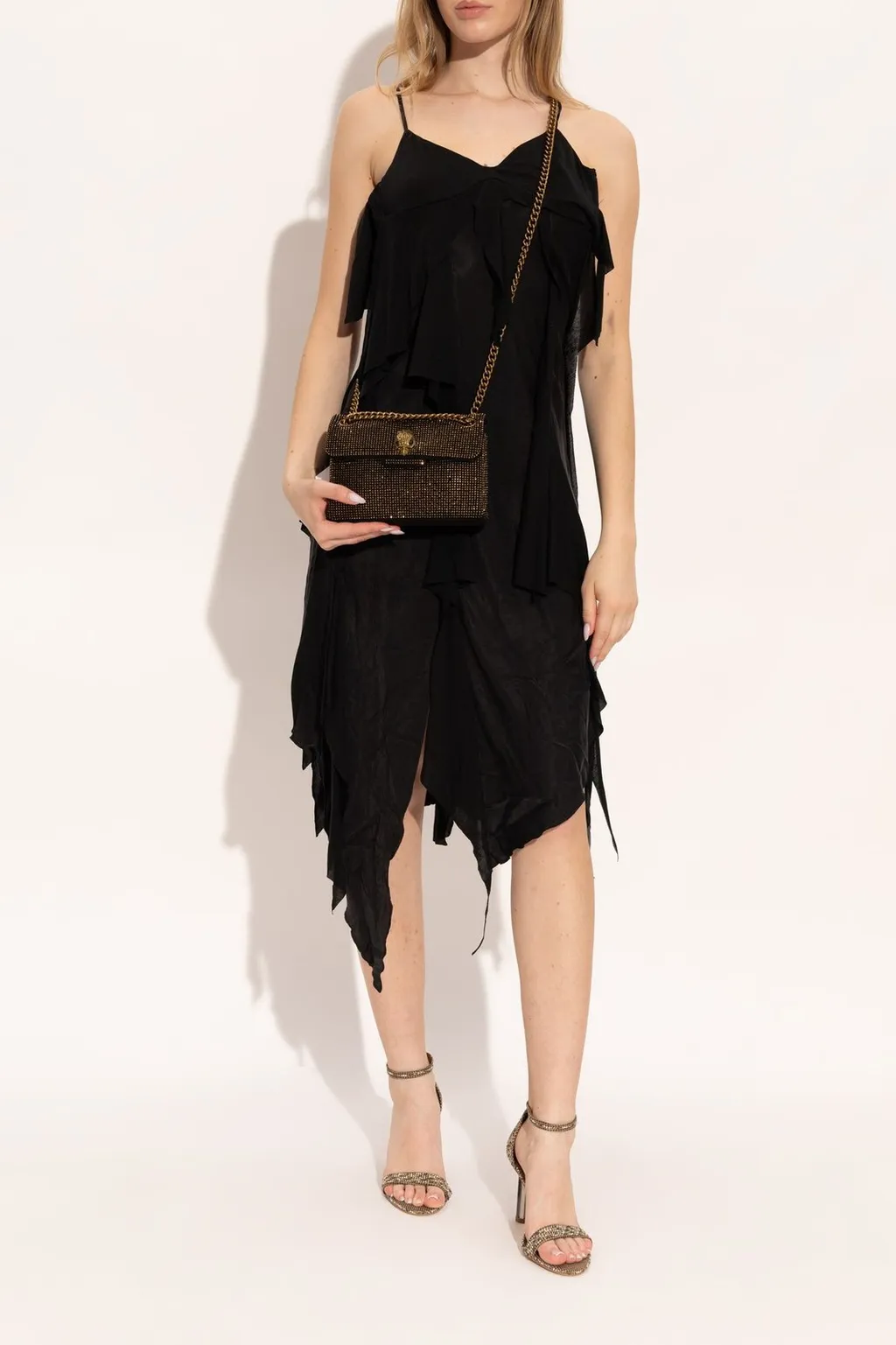 Crystal-Embellished Ankle Strap Sandals