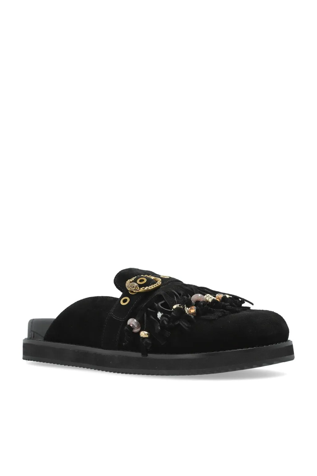 Mules With Fringe And Embellishments