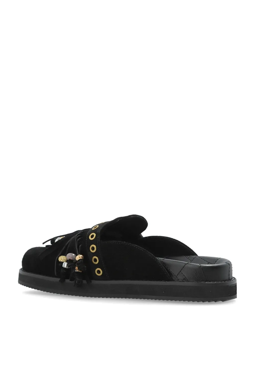 Mules With Fringe And Embellishments