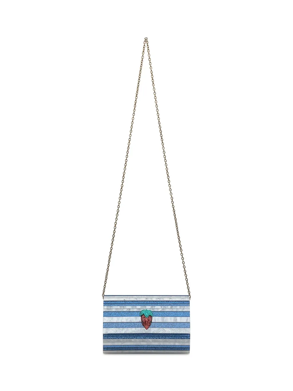 Striped Clutch Bag With Strawberry Embellishment