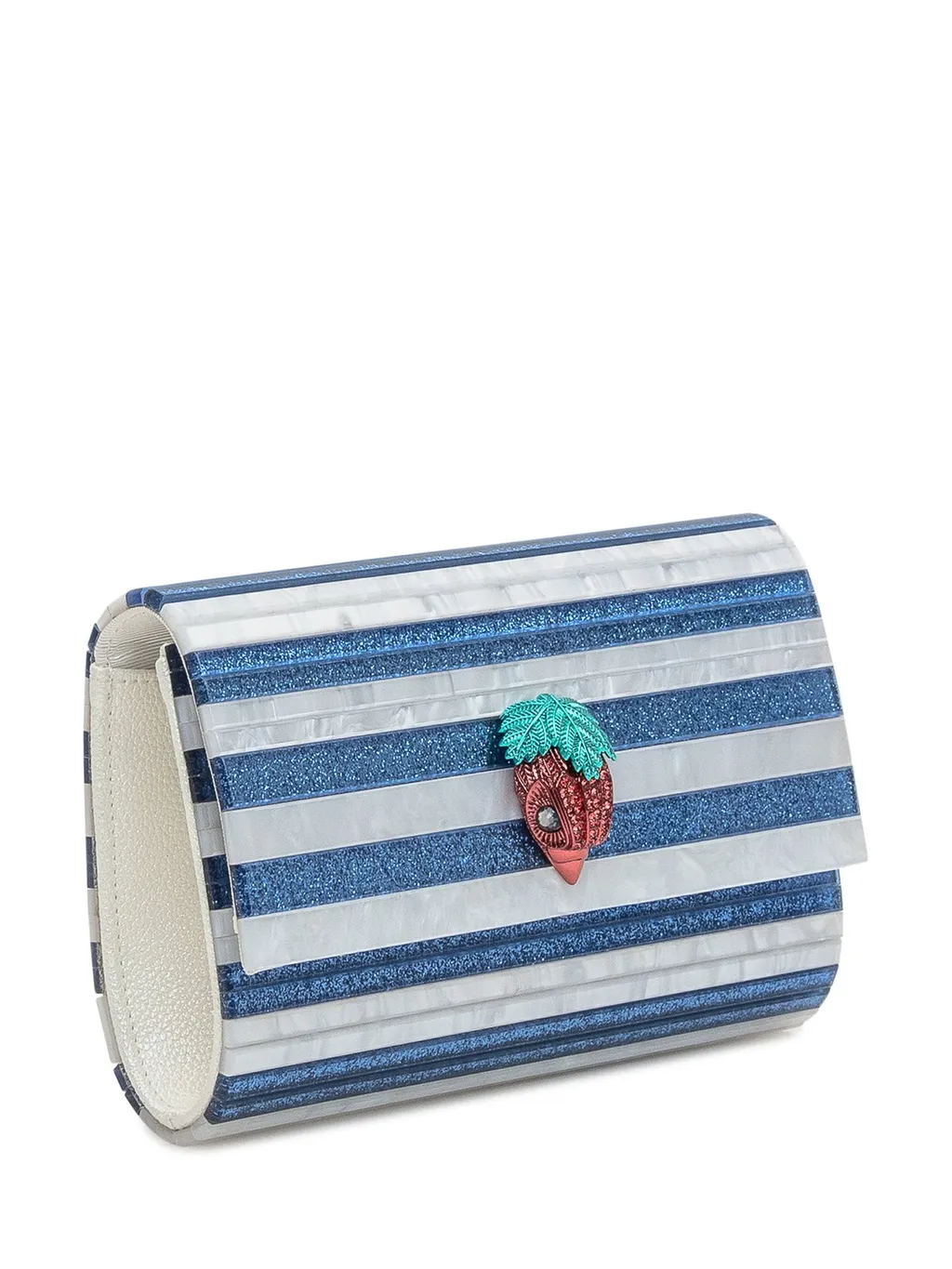 Striped Clutch Bag With Strawberry Embellishment